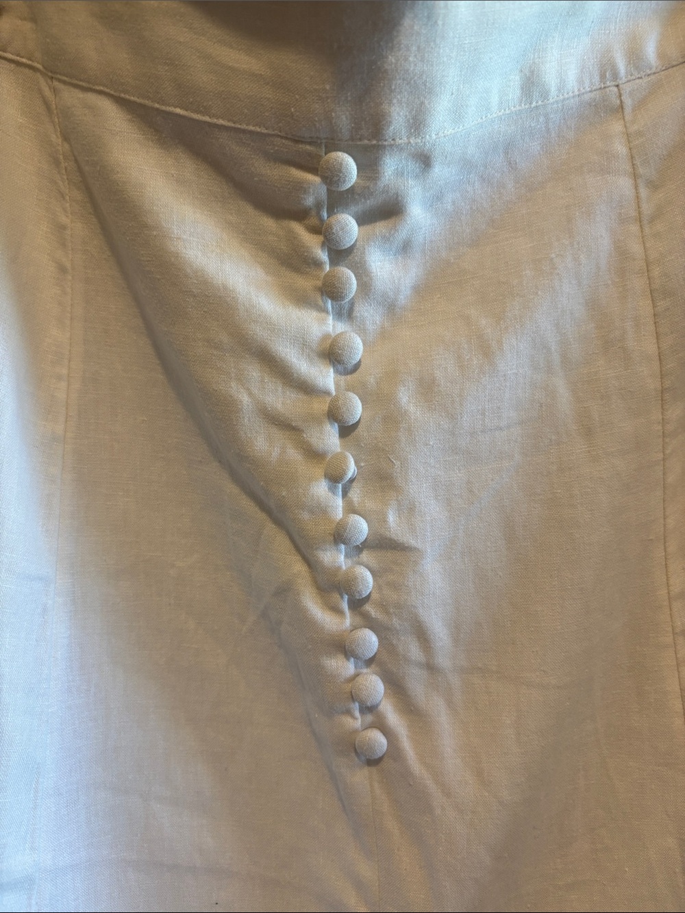 Banana Republic White A-Line Midi Skirt with Front Buttons and Center Slit - Picture 3 of 7